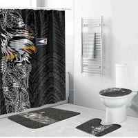 American Samoa Flag Day Bathroom Set Tribal Tattoo with Eagle Black LT03 Bathroom Set (4 pcs) Black - Polynesian Pride