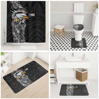 American Samoa Flag Day Bathroom Set Tribal Tattoo with Eagle Black LT03 - Polynesian Pride