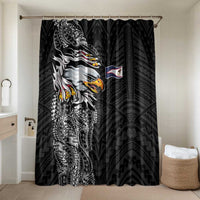 American Samoa Flag Day Bathroom Set Tribal Tattoo with Eagle Black LT03 Shower Curtain Only Black - Polynesian Pride