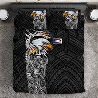 American Samoa Flag Day Bedding Set Tribal Tattoo with Eagle Black LT03 Black - Polynesian Pride