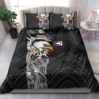 American Samoa Flag Day Bedding Set Tribal Tattoo with Eagle Black LT03 - Polynesian Pride