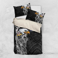 American Samoa Flag Day Bedding Set Tribal Tattoo with Eagle Black LT03 US Twin 172cm x 218cm Black - Polynesian Pride