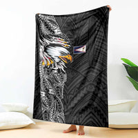 American Samoa Flag Day Blanket Tribal Tattoo with Eagle Black LT03 - Polynesian Pride