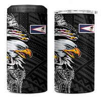 American Samoa Flag Day 4 in 1 Can Cooler Tumbler Tribal Tattoo with Eagle Black LT03 One Size: 16 oz Black - Polynesian Pride