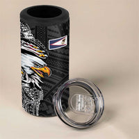 American Samoa Flag Day 4 in 1 Can Cooler Tumbler Tribal Tattoo with Eagle Black LT03 - Polynesian Pride