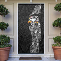 American Samoa Flag Day Door Cover Tribal Tattoo with Eagle Black LT03 Black - Polynesian Pride