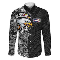 American Samoa Flag Day Family Matching Tank Maxi Dress and Hawaiian Shirt Tribal Tattoo with Eagle Black
