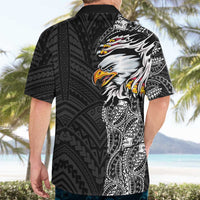American Samoa Flag Day Hawaiian Shirt Tribal Tattoo with Eagle Black LT03 - Polynesian Pride