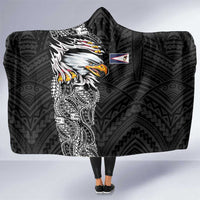 American Samoa Flag Day Hooded Blanket Tribal Tattoo with Eagle Black LT03 One Size Black - Polynesian Pride