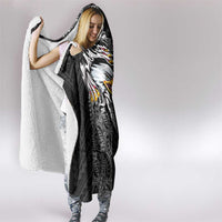 American Samoa Flag Day Hooded Blanket Tribal Tattoo with Eagle Black LT03 - Polynesian Pride