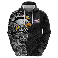 American Samoa Flag Day Hoodie Tribal Tattoo with Eagle Black LT03 - Polynesian Pride