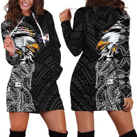 American Samoa Flag Day Hoodie Dress Tribal Tattoo with Eagle Black LT03 - Polynesian Pride