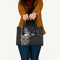 American Samoa Flag Day Leather Bag Tribal Tattoo with Eagle Black LT03 - Polynesian Pride