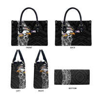 American Samoa Flag Day Leather Bag Tribal Tattoo with Eagle Black LT03 - Polynesian Pride