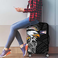 American Samoa Flag Day Luggage Cover Tribal Tattoo with Eagle Black LT03 - Polynesian Pride