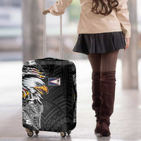 American Samoa Flag Day Luggage Cover Tribal Tattoo with Eagle Black LT03 - Polynesian Pride