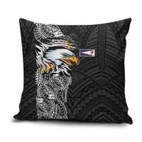 American Samoa Flag Day Pillow Cover Tribal Tattoo with Eagle Black LT03 Black - Polynesian Pride