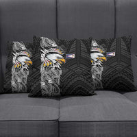 American Samoa Flag Day Pillow Cover Tribal Tattoo with Eagle Black LT03 - Polynesian Pride