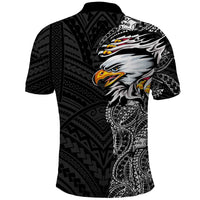 American Samoa Flag Day Polo Shirt Tribal Tattoo with Eagle Black LT03 - Polynesian Pride