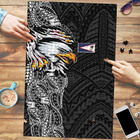American Samoa Flag Day Puzzle Tribal Tattoo with Eagle Black LT03 Black - Polynesian Pride