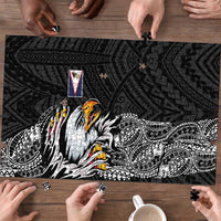 American Samoa Flag Day Puzzle Tribal Tattoo with Eagle Black LT03 - Polynesian Pride