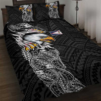 American Samoa Flag Day Quilt Bed Set Tribal Tattoo with Eagle Black LT03 Black - Polynesian Pride