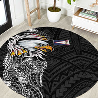 American Samoa Flag Day Round Carpet Tribal Tattoo with Eagle Black LT03 Black - Polynesian Pride
