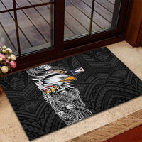 American Samoa Flag Day Rubber Doormat Tribal Tattoo with Eagle Black LT03 - Polynesian Pride