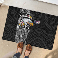 American Samoa Flag Day Rubber Doormat Tribal Tattoo with Eagle Black LT03 - Polynesian Pride
