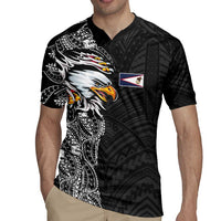 American Samoa Flag Day Rugby Jersey Tribal Tattoo with Eagle Black LT03 - Polynesian Pride