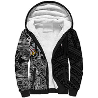 American Samoa Flag Day Sherpa Hoodie Tribal Tattoo with Eagle Black LT03 Unisex Black - Polynesian Pride