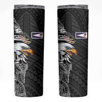 American Samoa Flag Day Skinny Tumbler Tribal Tattoo with Eagle Black LT03 Black - Polynesian Pride