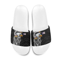 American Samoa Flag Day Slide Sandals Tribal Tattoo with Eagle Black LT03 Black - Polynesian Pride
