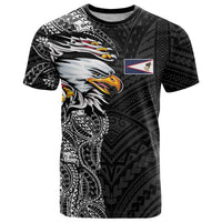 American Samoa Flag Day T Shirt Tribal Tattoo with Eagle Black LT03 Black - Polynesian Pride