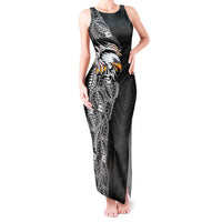 American Samoa Flag Day Tank Maxi Dress Tribal Tattoo with Eagle Black LT03 Women Black - Polynesian Pride