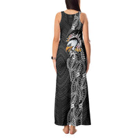 American Samoa Flag Day Tank Maxi Dress Tribal Tattoo with Eagle Black LT03 - Polynesian Pride