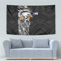 American Samoa Flag Day Tapestry Tribal Tattoo with Eagle Black LT03 - Polynesian Pride