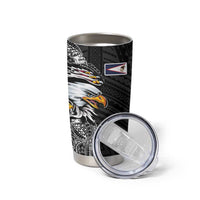 American Samoa Flag Day Tumbler Cup Tribal Tattoo with Eagle Black LT03 - Polynesian Pride