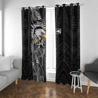 American Samoa Flag Day Window Curtain Tribal Tattoo with Eagle Black LT03 With Grommets Black - Polynesian Pride