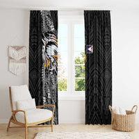 American Samoa Flag Day Window Curtain Tribal Tattoo with Eagle Black LT03 - Polynesian Pride