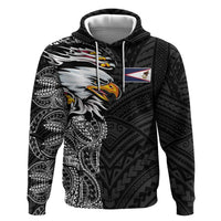 American Samoa Flag Day Zip Hoodie Tribal Tattoo with Eagle Black LT03 Pullover Hoodie Black - Polynesian Pride