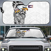 American Samoa Flag Day Auto Sun Shade Tribal Tattoo with Eagle White LT03 White - Polynesian Pride