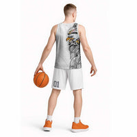 American Samoa Flag Day Basketball Jersey Tribal Tattoo with Eagle White LT03 - Polynesian Pride