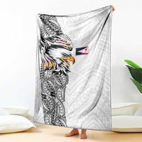 American Samoa Flag Day Blanket Tribal Tattoo with Eagle White LT03 - Polynesian Pride