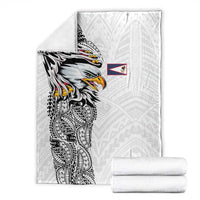 American Samoa Flag Day Blanket Tribal Tattoo with Eagle White LT03 - Polynesian Pride