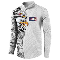 American Samoa Flag Day Button Sweatshirt Tribal Tattoo with Eagle White LT03 - Polynesian Pride