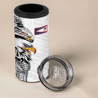 American Samoa Flag Day 4 in 1 Can Cooler Tumbler Tribal Tattoo with Eagle White LT03 - Polynesian Pride