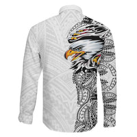 American Samoa Flag Day Family Matching Long Sleeve Bodycon Dress and Hawaiian Shirt Tribal Tattoo with Eagle White