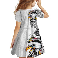 American Samoa Flag Day Family Matching Off Shoulder Maxi Dress and Hawaiian Shirt Tribal Tattoo with Eagle White