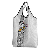 American Samoa Flag Day Grocery Bag Tribal Tattoo with Eagle White LT03 - Polynesian Pride